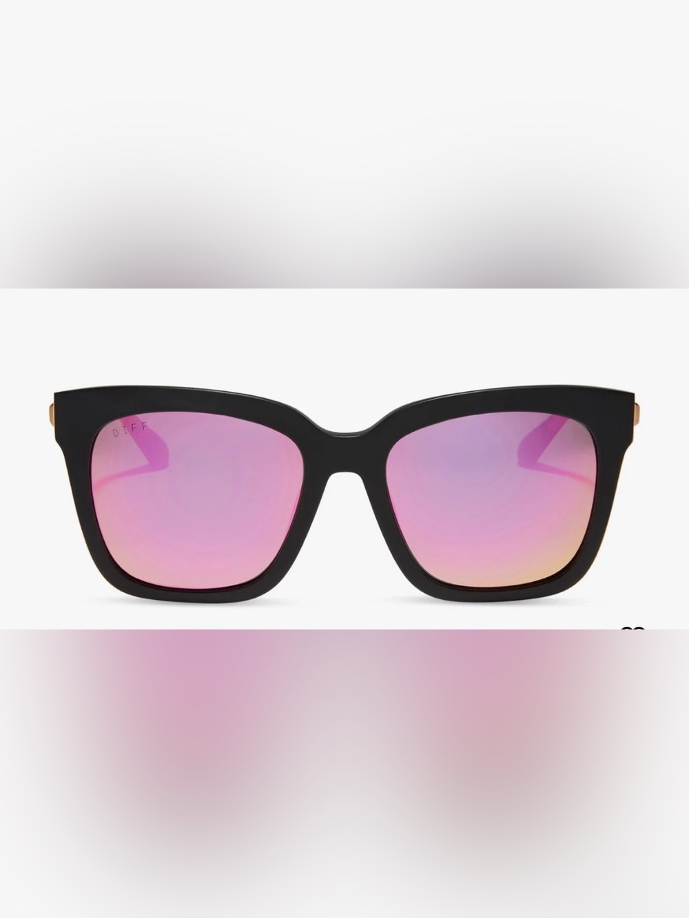 Diff Eyewear Bella Matte Black Pink Mirror Polarized Sunglasses